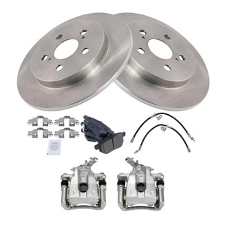 TRQ® - Rear Disc Brake Kit with Semi-Metallic Pads, Calipers and Hoses