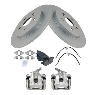 TRQ® - Rear Disc Brake Kit with Semi-Metallic Pads, Calipers and Hoses