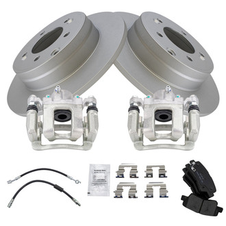 TRQ® - Rear Disc Brake Kit with Ceramic Pads, Calipers and Hoses