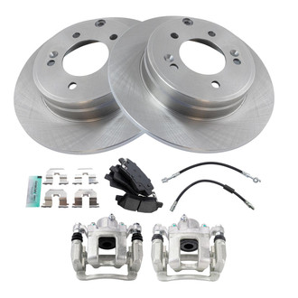 TRQ® - Rear Disc Brake Kit with Semi-Metallic Pads, Calipers and Hoses