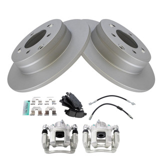 TRQ® - Rear Disc Brake Kit with Semi-Metallic Pads, Calipers and Hoses