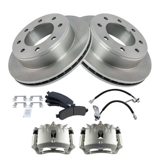 TRQ® - Rear Disc Brake Kit with Semi-Metallic Pads, Calipers and Hoses