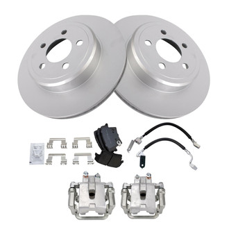 TRQ® - Rear Disc Brake Kit with Semi-Metallic Pads, Calipers and Hoses