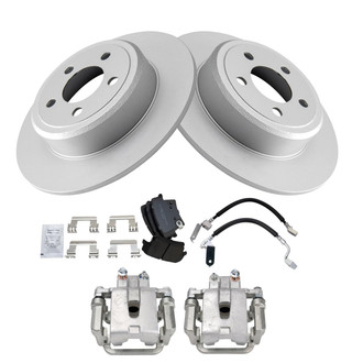 TRQ® - Rear Disc Brake Kit with Semi-Metallic Pads, Calipers and Hoses