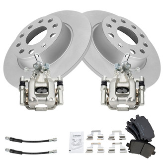 TRQ® - Rear Disc Brake Kit with Semi-Metallic Pads, Calipers and Hoses