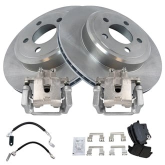TRQ® - Rear Disc Brake Kit with Semi-Metallic Pads, Calipers and Hoses