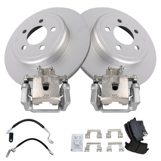TRQ® - Rear Disc Brake Kit with Semi-Metallic Pads, Calipers and Hoses