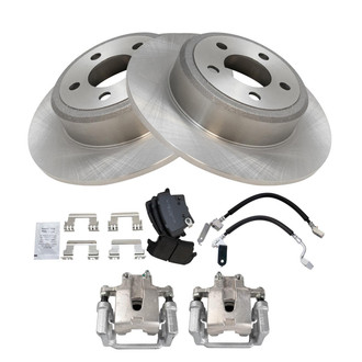 TRQ® - Rear Disc Brake Kit with Semi-Metallic Pads, Calipers and Hoses