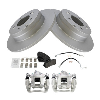TRQ® - Rear Disc Brake Kit with Semi-Metallic Pads, Calipers and Hoses