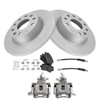 TRQ® - Rear Disc Brake Kit with Semi-Metallic Pads, Calipers and Hoses