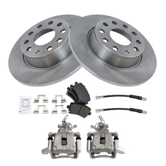 TRQ® - Rear Disc Brake Kit with Semi-Metallic Pads, Calipers and Hoses