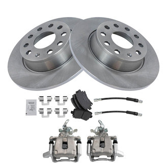 TRQ® - Rear Disc Brake Kit with Ceramic Pads, Calipers and Hoses