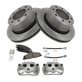 TRQ® - Rear Disc Brake Kit with Semi-Metallic Pads, Calipers and Hoses