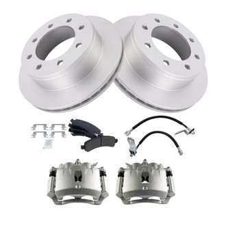 TRQ® - Rear Disc Brake Kit with Semi-Metallic Pads, Calipers and Hoses