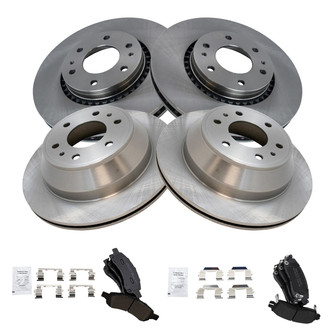 TRQ® - Front and Rear Disc Brake Kit with Semi-Metallic Pads