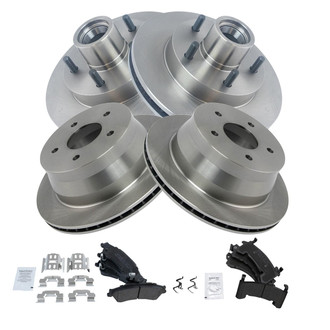 TRQ® - Front and Rear Disc Brake Kit with Semi-Metallic Pads