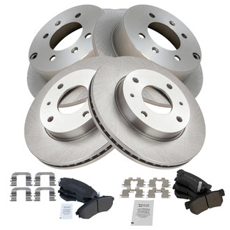 TRQ® - Front and Rear Disc Brake Kit with Semi-Metallic Pads