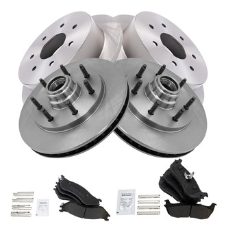 TRQ® - Front and Rear Disc Brake Kit with Semi-Metallic Pads