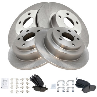 TRQ® - Front and Rear Disc Brake Kit with Semi-Metallic Pads