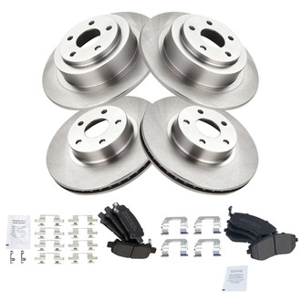 TRQ® - Front and Rear Disc Brake Kit with Semi-Metallic Pads