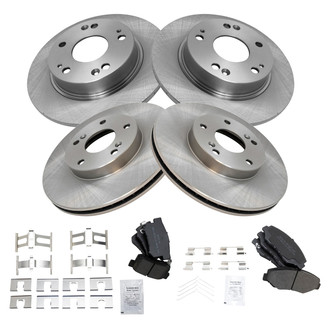 TRQ® - Front and Rear Disc Brake Kit with Semi-Metallic Pads