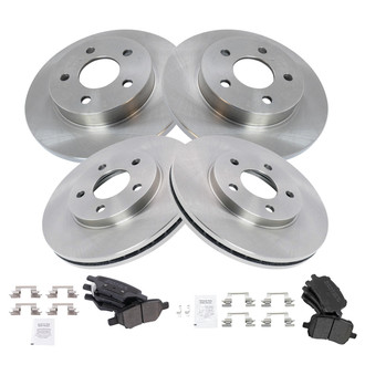 TRQ® - Front and Rear Disc Brake Kit with Semi-Metallic Pads