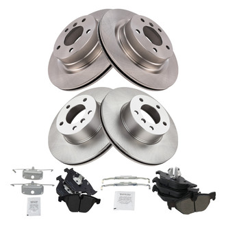 TRQ® - Front and Rear Disc Brake Kit with Semi-Metallic Pads