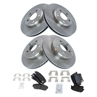 TRQ® - Front and Rear Disc Brake Kit with Semi-Metallic Pads