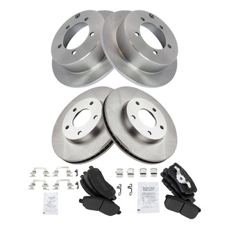 TRQ® - Front and Rear Disc Brake Kit with Semi-Metallic Pads
