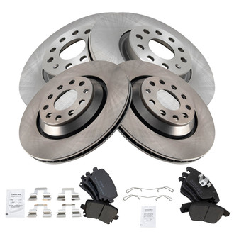 TRQ® - Front and Rear Disc Brake Kit with Semi-Metallic Pads