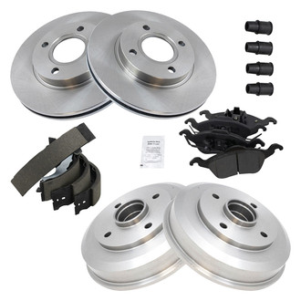 TRQ® - Disc and Drum Brake Kit with Semi-Metallic Pads