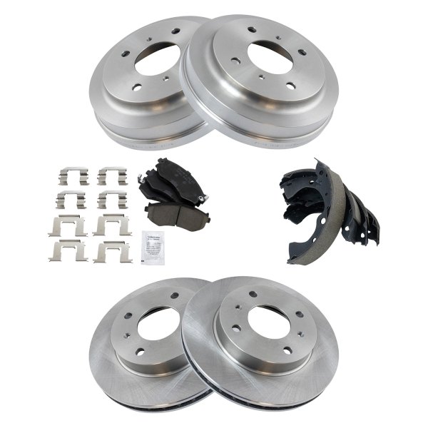 TRQ® - Front and Rear Disc and Drum Brake Kit with Ceramic Pads