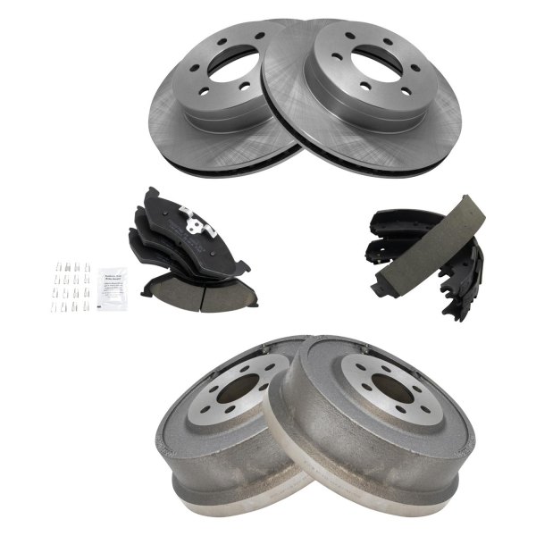 TRQ® - Front and Rear Disc and Drum Brake Kit with Ceramic Pads