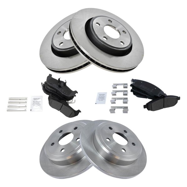 TRQ® - Front and Rear Disc Brake Kit with Semi-Metallic Pads