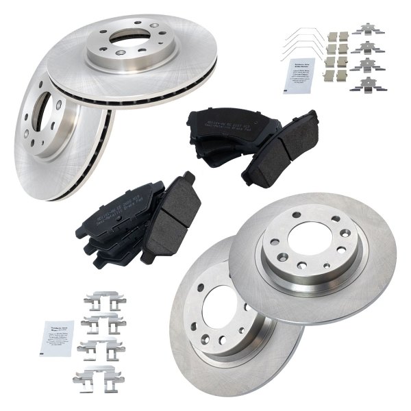 TRQ® - Front and Rear Disc Brake Kit with Semi-Metallic Pads