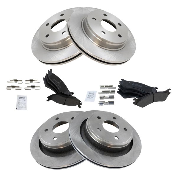 TRQ® - Front and Rear Disc Brake Kit with Semi-Metallic Pads