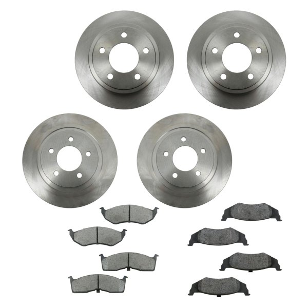 TRQ® - Front and Rear Disc Brake Kit with Semi-Metallic Pads