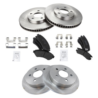 TRQ® - Front and Rear Disc Brake Kit with Semi-Metallic Pads