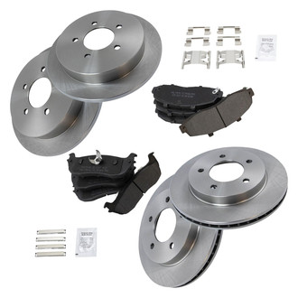 TRQ® - Front and Rear Disc Brake Kit with Semi-Metallic Pads