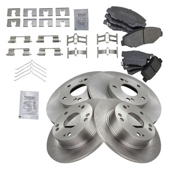 TRQ® - Front and Rear Disc Brake Kit with Semi-Metallic Pads