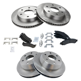 TRQ® - Front and Rear Disc Brake Kit with Semi-Metallic Pads
