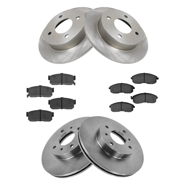 TRQ® - Front and Rear Disc Brake Kit with Semi-Metallic Pads