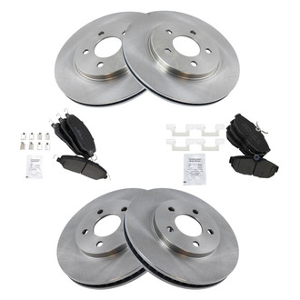 TRQ® - Front and Rear Disc Brake Kit with Semi-Metallic Pads