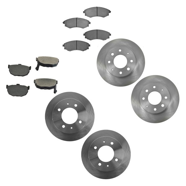 TRQ® - Front and Rear Disc Brake Kit with Semi-Metallic Pads