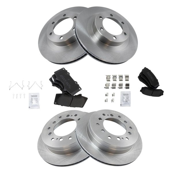 TRQ® - Front and Rear Disc Brake Kit with Semi-Metallic Pads