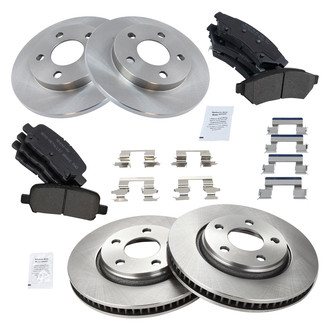 TRQ® - Front and Rear Disc Brake Kit with Semi-Metallic Pads