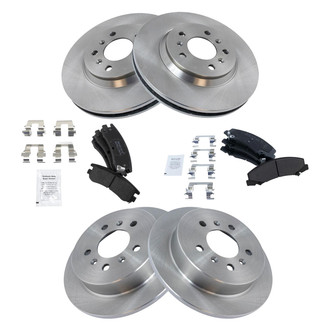 TRQ® - Front and Rear Disc Brake Kit with Semi-Metallic Pads