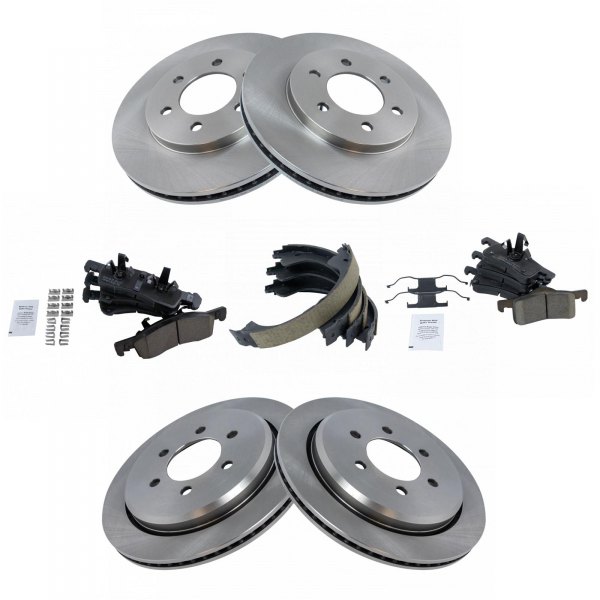 TRQ® - Front and Rear Disc Brake Kit with Ceramic Pads and Shoes