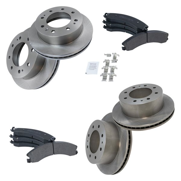 TRQ® - Front and Rear Disc Brake Kit with Semi-Metallic Pads