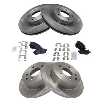 TRQ® - Front and Rear Disc Brake Kit with Semi-Metallic Pads